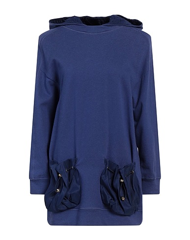 ELISABETTA FRANCHI Hooded track jacket  Navy blue 100% Cotton, Polyester