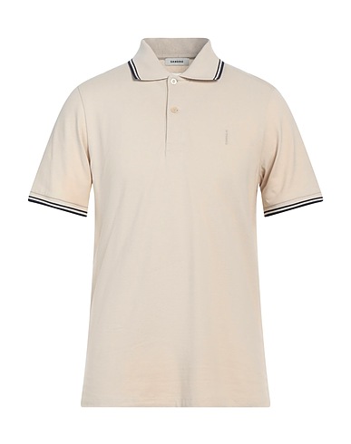 SANDRO Polo shirt Beige 100% Cotton, Polyester