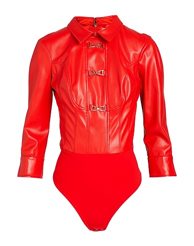 ELISABETTA FRANCHI TOPS & TEES Red 100% Polyester, Polyurethane, Polyamide, Elastane