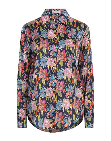 CAMICETTASNOB Camicie e bluse a fiori Blu notte 57% Viscosa, 32% Seta, 11% Elastan