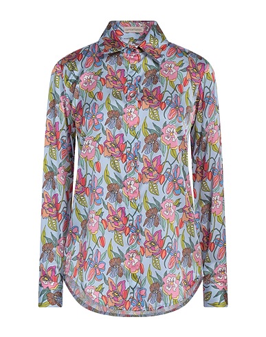 CAMICETTASNOB Floral shirts & blouses Sky blue 57% Viscose, 32% Silk, 11% Elastane