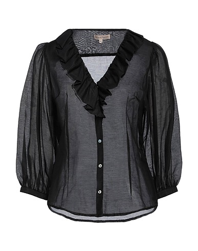 CAMICETTASNOB Solid color shirts & blouses Black 70% Cotton, 30% Silk