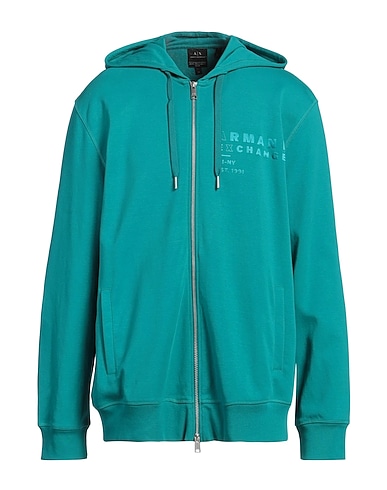 ARMANI EXCHANGE Hooded track jacket  Emerald green 85% Cotton, 15% Polyester