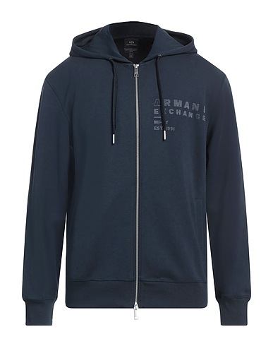 ARMANI EXCHANGE Hooded track jacket  Navy blue 85% Cotton, 15% Polyester