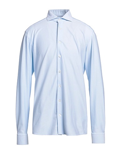 ETON Striped shirt Sky blue 60% Cotton, 28% Polyamide, 12% Elastane