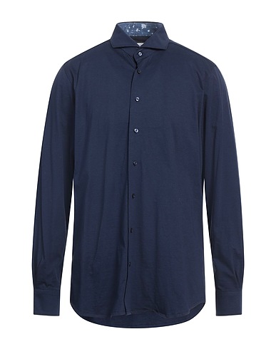 EMANUEL BERG Solid colour shirt Navy blue 100% Cotton