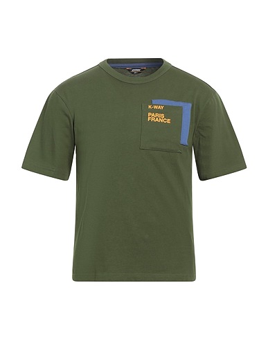 K-WAY T-shirt Military green 100% Cotton