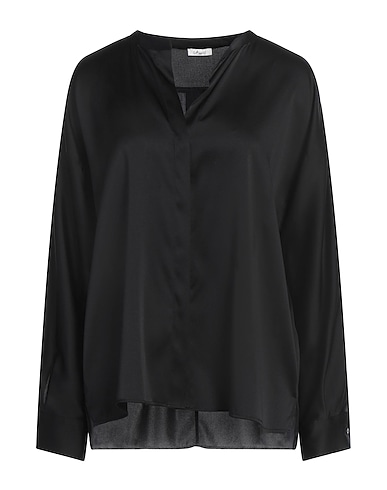 I HEART Solid colour shirts & blouses Black 92% Silk, 8% Elastane