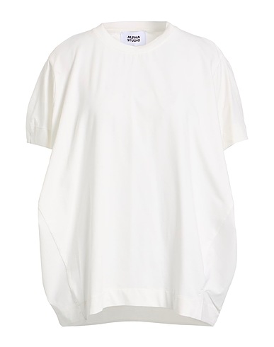 ALPHA STUDIO Basic T-Shirt Ivory 95% Cotton, 5% Elastane