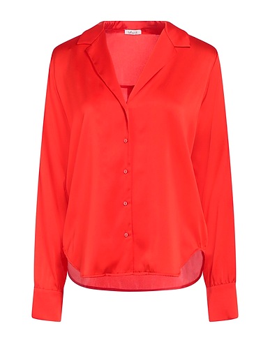 I HEART Solid color shirts & blouses Tomato red 92% Silk, 8% Elastane