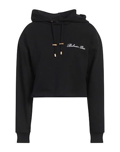 BALMAIN Hooded track jacket  Black 100% Cotton, Elastane