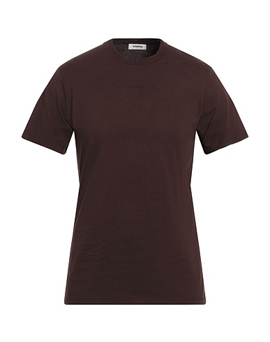 SANDRO Basic T-Shirt Dark brown 100% Cotton