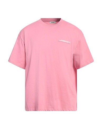 SANDRO Basic T-Shirt Pink 100% Cotton, Elastane, Rubber