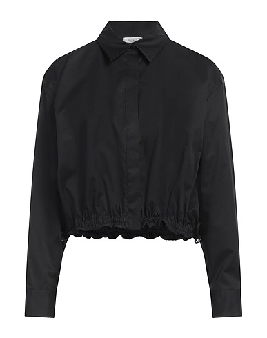 PESERICO Solid colour shirts & blouses Black 97% Cotton, 3% Elastane