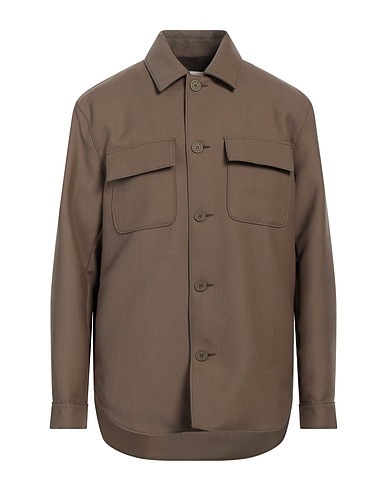 SANDRO Solid colour shirt Khaki 55% Polyester, 45% Virgin Wool