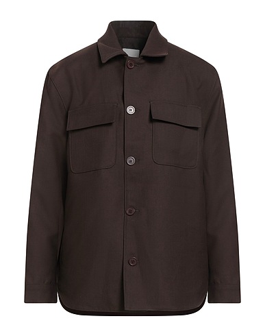 SANDRO Solid colour shirt Chocolate brown 55% Polyester, 45% Virgin Wool