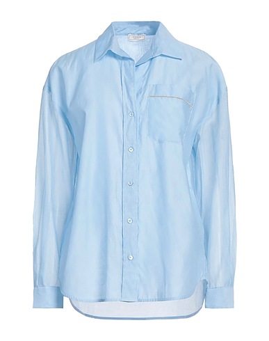 PESERICO Shirts Sky blue 67% Cotton, 33% Silk