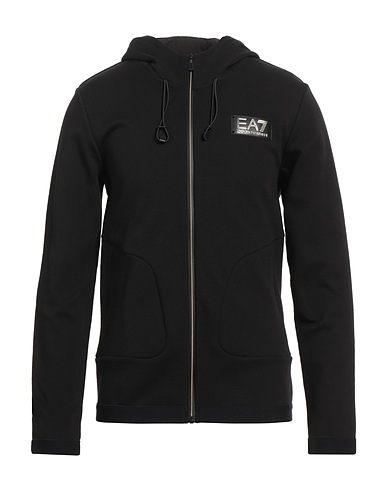 EA7 Hooded track jacket  Black 70% Cotton, 30% Polyester, Polyamide, Elastane