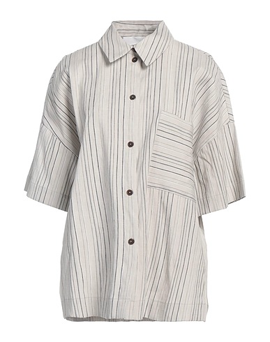 ERIKA CAVALLINI Linen shirt Light grey 73% Linen, 26% Viscose, 1% Elastane