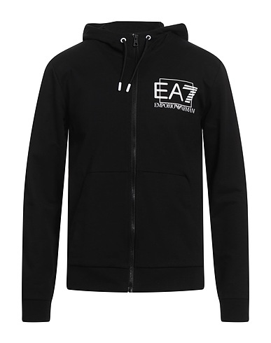 EA7 Hooded sweatshirt Black 100% Cotton, Elastane