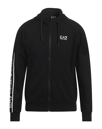 EA7 Hooded sweatshirt Black 100% Cotton, Elastane