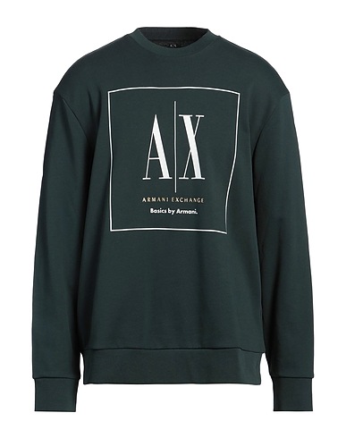 ARMANI EXCHANGE Sweatshirt Dark green 100% Cotton, Elastane