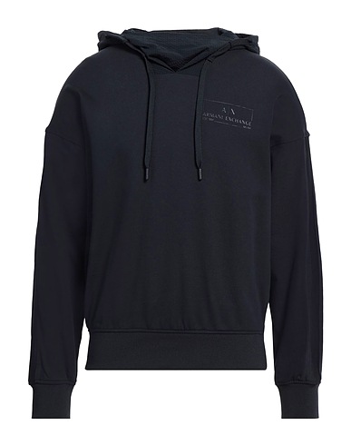 ARMANI EXCHANGE Hooded sweatshirt Midnight blue 100% Cotton, Polyester, Elastane