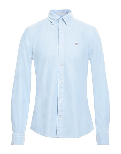 GANT Camicia tinta unita Celeste 100% Cotone