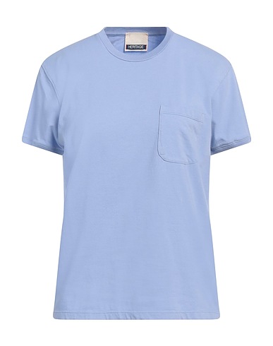 HERITAGE Basic T-Shirt Light blue 90% Cotton, 10% Elastane