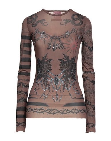 JEAN PAUL GAULTIER x KNWLS T-shirt CIOCCOLATO 90% Polyamide, 10% Elastane