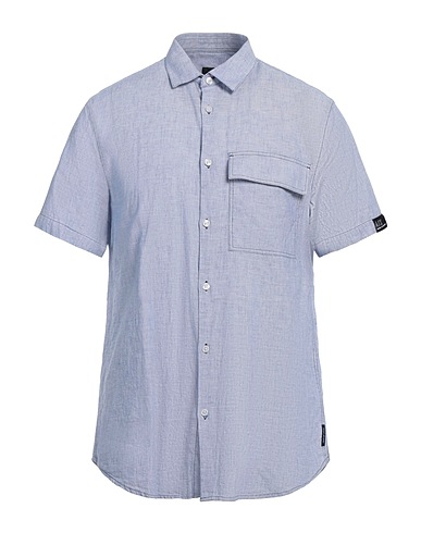 ARMANI EXCHANGE Einfarbiges Hemd Blau 70% Baumwolle, 30% Leinen