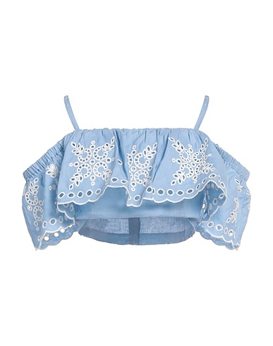 SANDRO Top Sky blue 50% Viscose, 50% Linen, Polyester