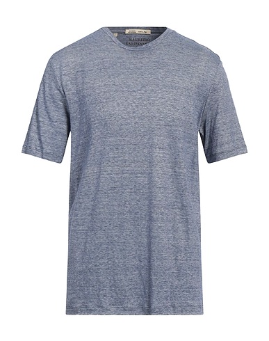 MAURIZIO BALDASSARI T-shirt Blue 50% Virgin Wool, 50% Linen