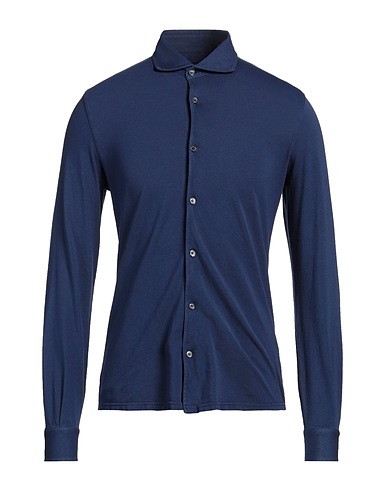 FEDELI Camicia tinta unita Blu navy 100% Cotone