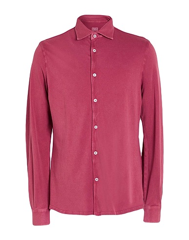 FEDELI Einfarbiges Hemd Magenta 100% Baumwolle