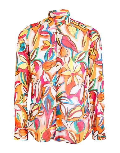 TINTORIA MATTEI 954 Patterned shirt Orange 100% Cotton