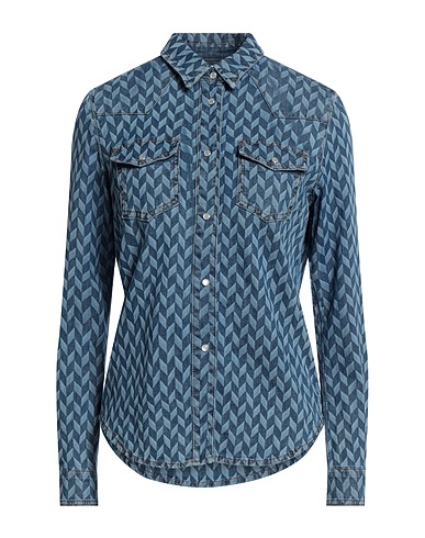 VICOLO Denim shirt Blue 98% Cotton, 2% Elastane