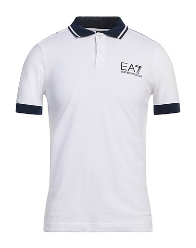 EA7 Polo shirt White 96% Cotton, 4% Elastane