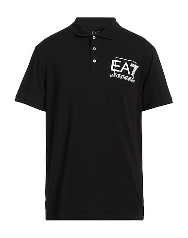 EA7 Polo shirt Black 95% Cotton, 5% Elastane