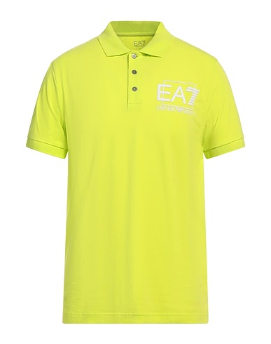 EA7 Polo shirt Lime green 95% Cotton, 5% Elastane