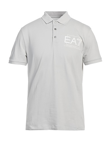 EA7 Polo shirt Light grey 95% Cotton, 5% Elastane