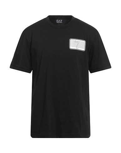 EA7 T-shirt Black 100% Cotton, Elastane