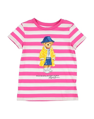 POLO RALPH LAUREN T-Shirt Striped Polo Bear Cotton Jersey Tee
 Fuchsia 100% Baumwolle
