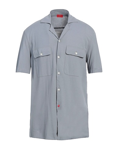 ISAIA Solid color shirt Grey 100% Cotton
