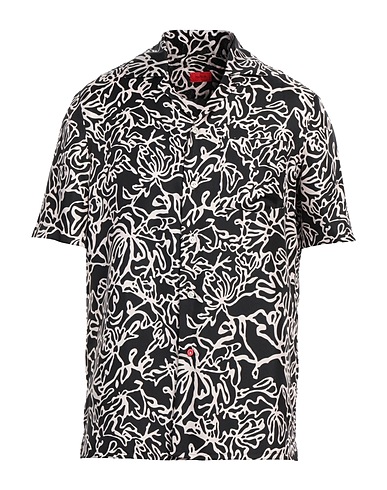 ISAIA 柄入りシャツ ブラック シルク 100%