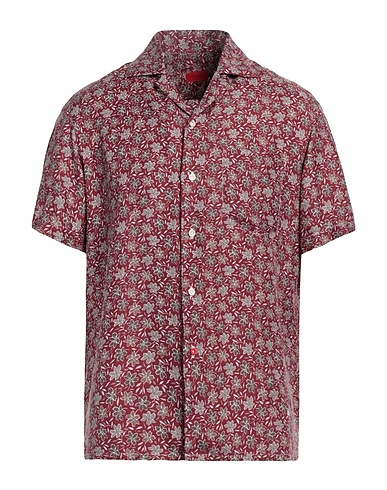 ISAIA Patterned shirt Brick red 100% Silk