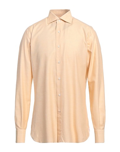 ISAIA Solid color shirt Beige 85% Cotton, 15% Silk