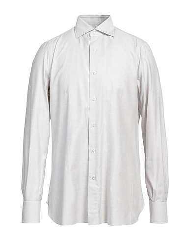 ISAIA Solid colour shirt Light grey 85% Cotton, 15% Silk