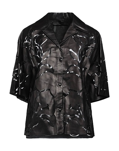 VALENTINO GARAVANI Solid color shirts & blouses NERO 100% Lambskin, Polyamide