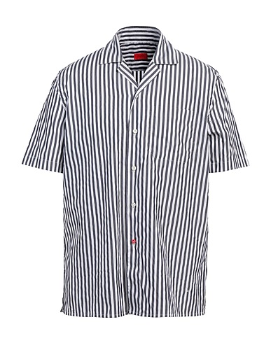 ISAIA Striped shirt Midnight blue 81% Cotton, 19% Silk